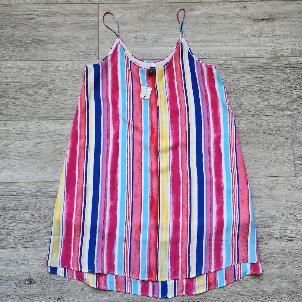 Alya Francescas Multicolor Striped Dress Womens Xxs Spaghetti Strap Sleeveless